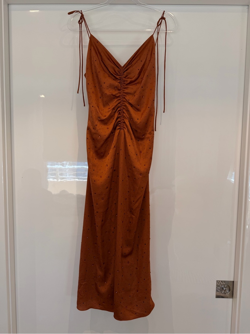 Sandro Rust Slip Maxi Dress with Tie Straps